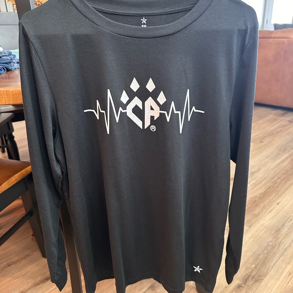 Varsity Black Long Sleeve Tee with White Graphic